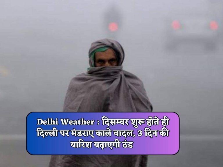 Delhi Weather : दिसम्बर शुरू होते ही दिल्ली पर मंडराए काले बादल, 3 दिन की बारिश बढ़ाएगी ठंड